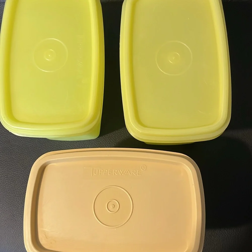 Tupperware Rectangular Vintage Yellow Dry Storage Containers Set of 4